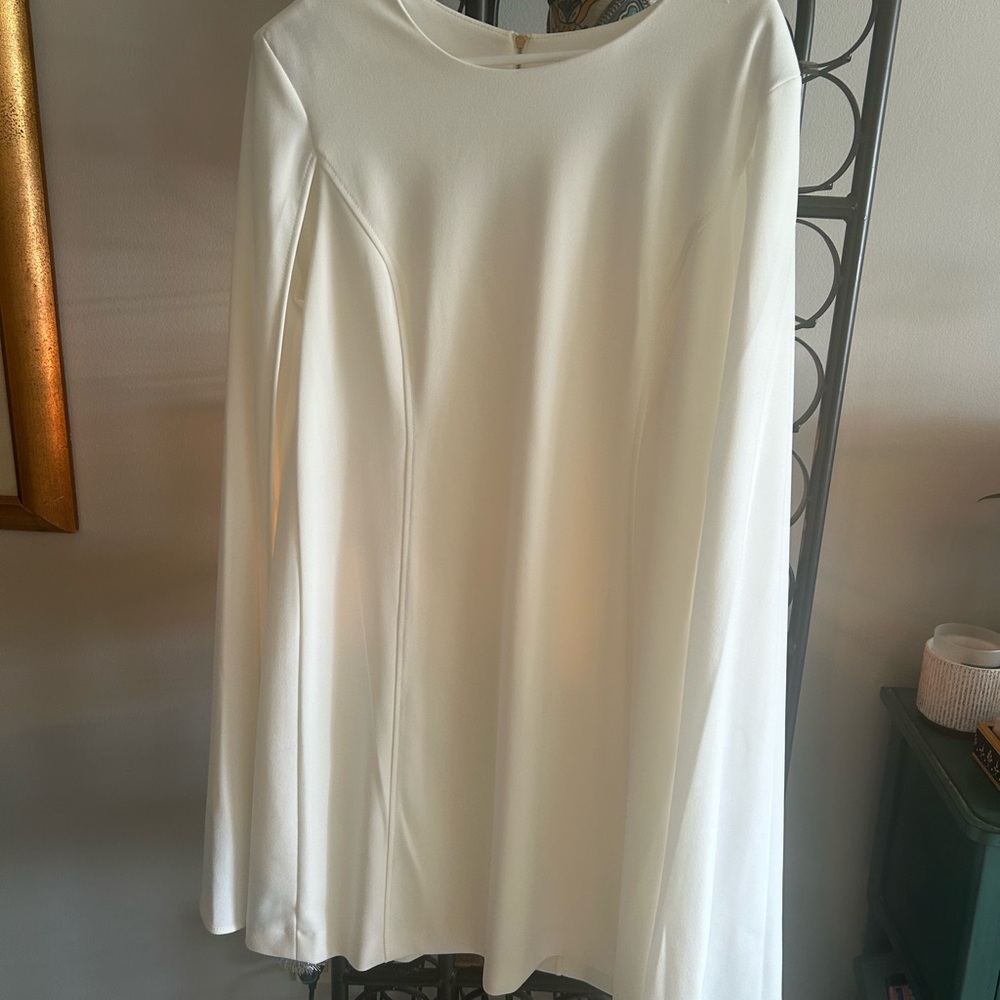 Calvin Klein White Cape Sheath Dress - Picture 3 of 6